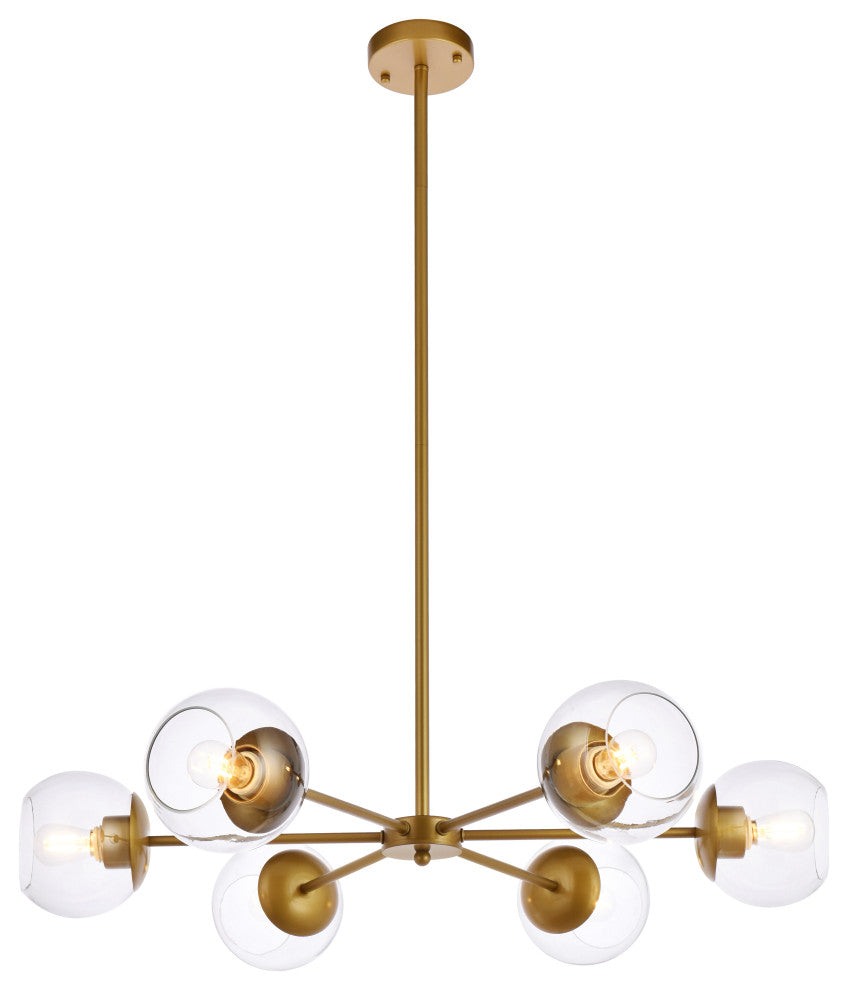 Brooke 30" Pendant, Brass With Clear Shade