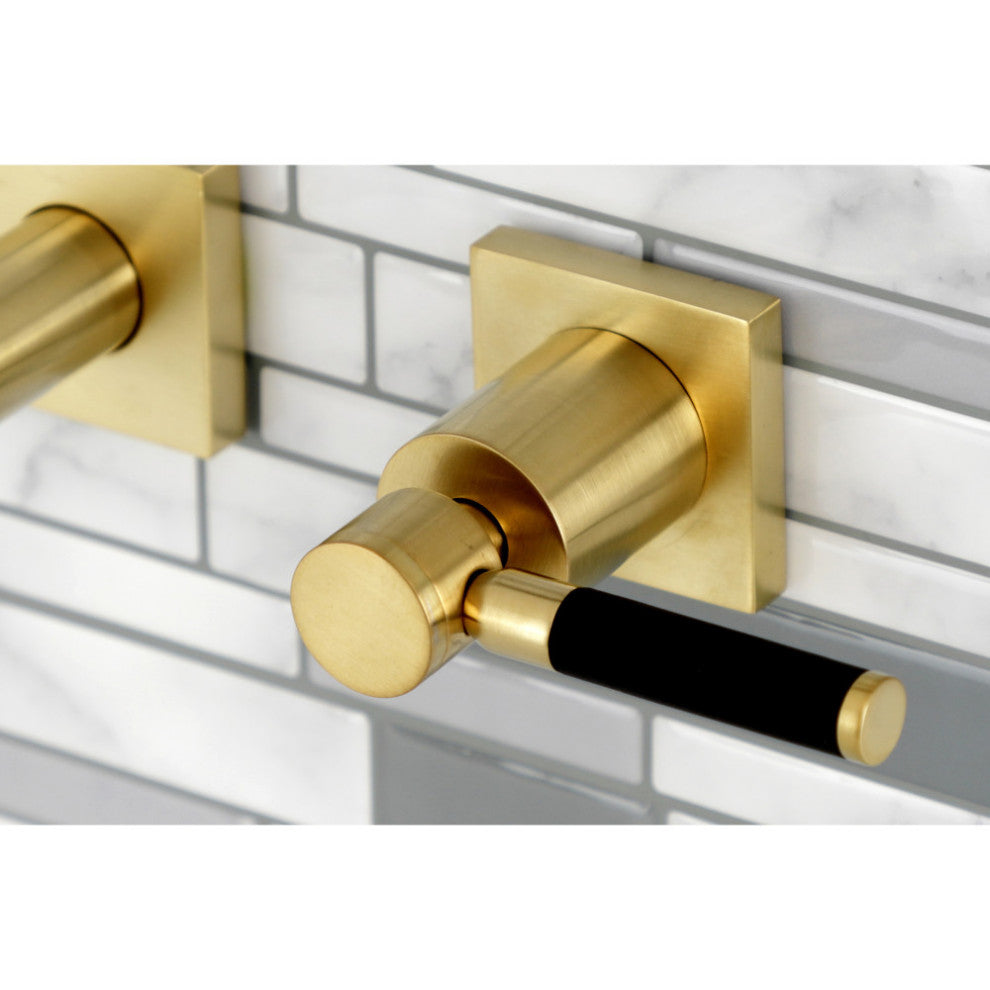 Kingston Brass KS6127DKL Two-Handle Wall Mount Bathroom Faucet, Brushed Brass