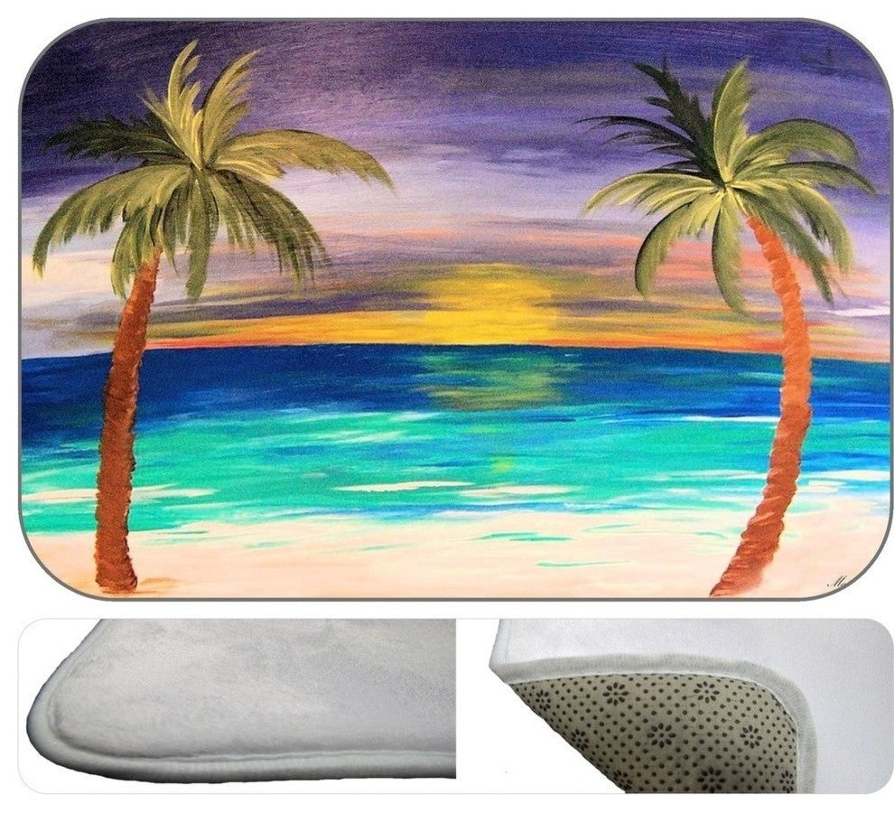 Night Palms Plush Bath Mat, 20"x15"