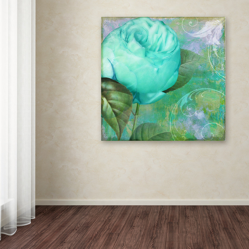 Color Bakery 'Aqua Rose I' Canvas Art, 24"x24"