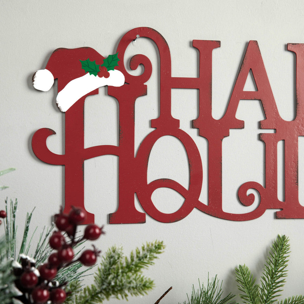 24"L Metal "HAPPY HOLIDAYS" Christmas Wall Decor
