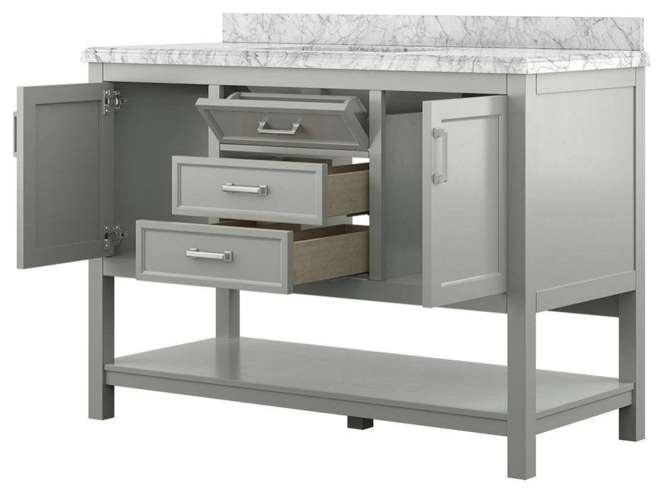 Affinity Bathroom Vanity With Carrara Marble Countertop, Grey, 49 in