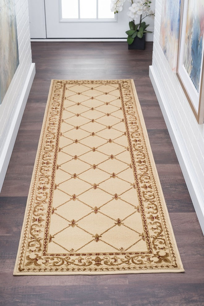 Orleans Traditional Border Area Rug, Ivory, 2'3' X 7'3'