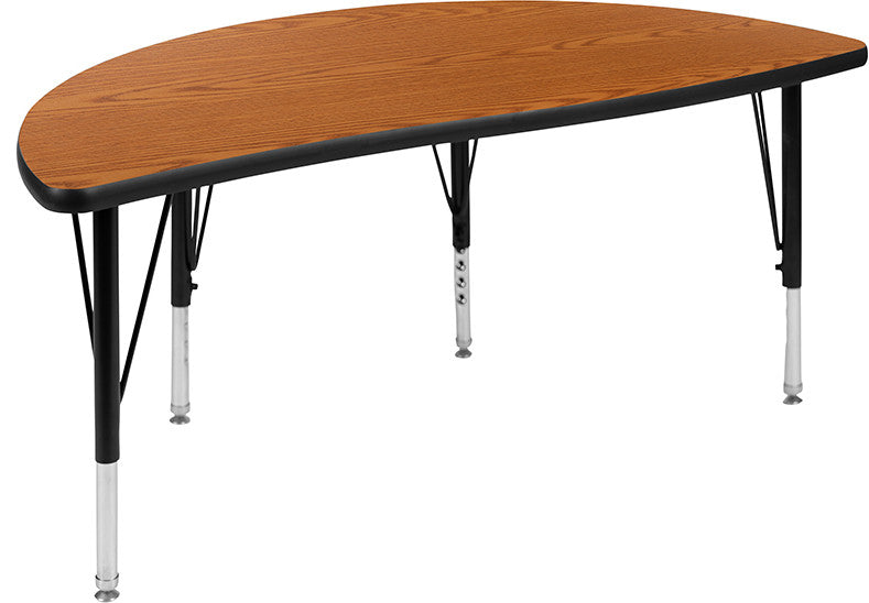 47.5" Circle Wave Activity Table Set with 14" Student Stack Chairs, Oak