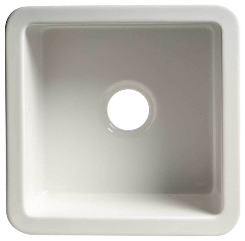 ALFI brand ABF1818S-W White Square 18" x 18" Undermount Fireclay Prep Sink