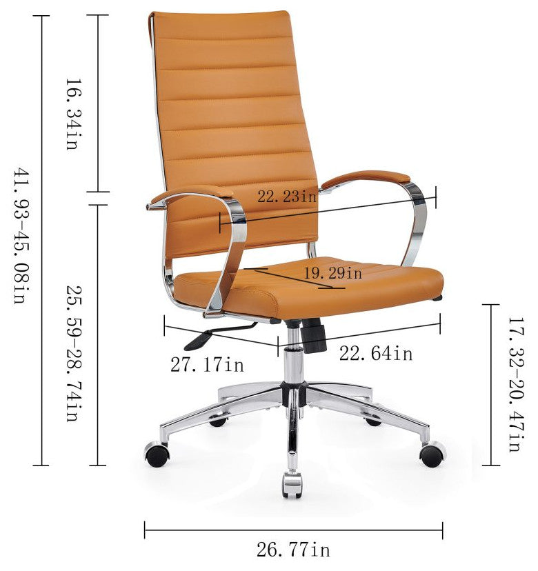 LUXMOD High Back Adjustable Swivel Computer Chair, Tan