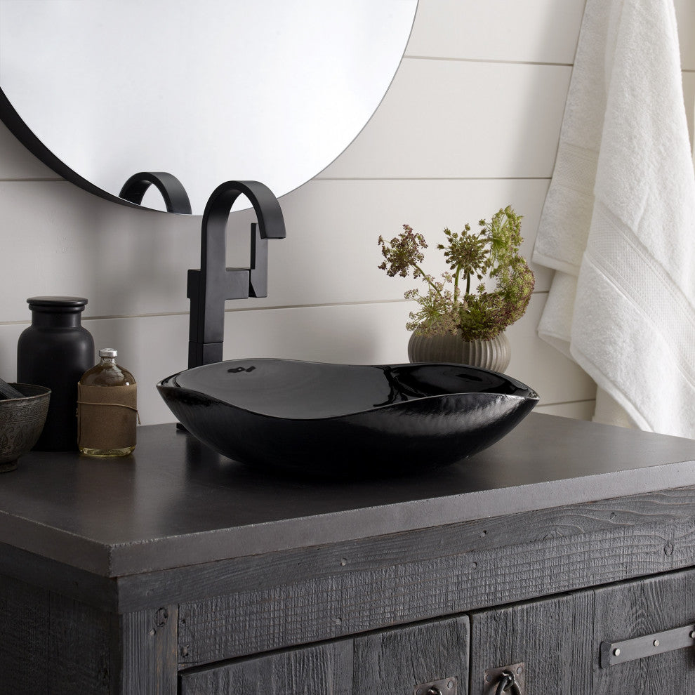 Lido Murano Glass Bathroom Sink, Abyss