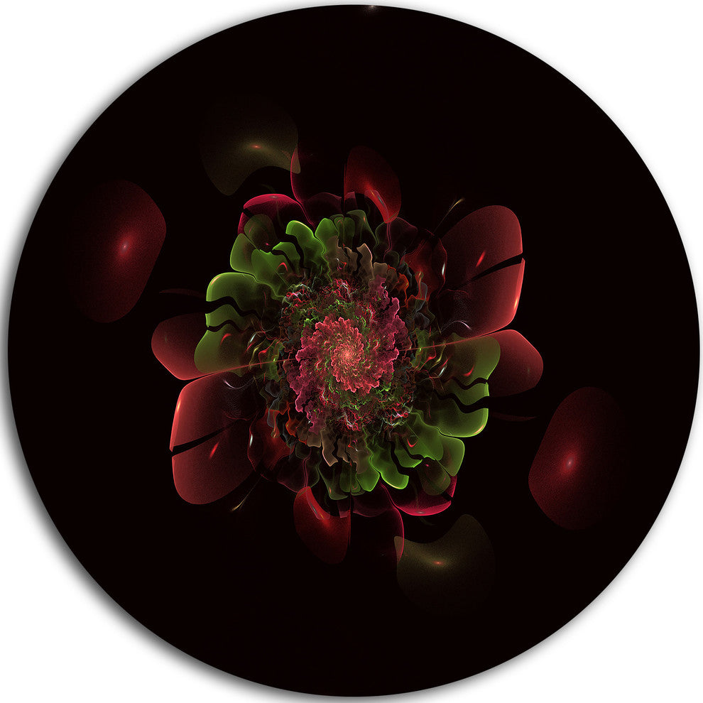 Dark Purple Rounded Fractal Flower, Floral Disc Metal Wall Art, 36"