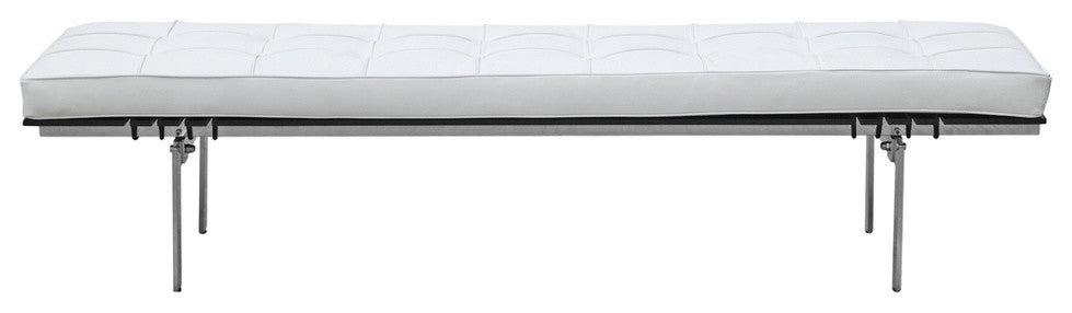 Modern Classics Pika 3 Seater Bench In Genuine Leather, White