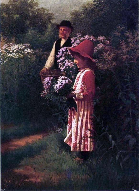 Samuel S Carr Gathering Flowers, 18"x27" Wall Decal Print