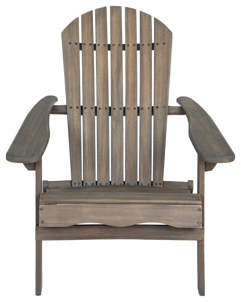 GDF Studio 5-Piece David Outdoor Adirondack Chair Set With Fire Pit, Gray