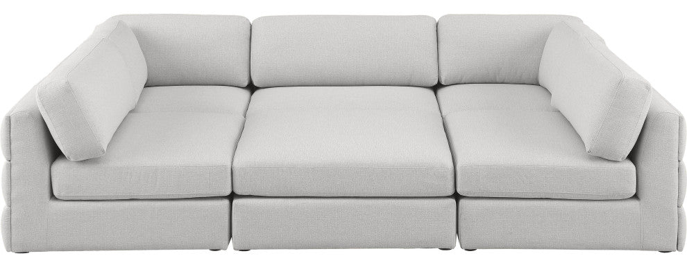 Beckham Linen Textured Fabric 6-Piece Modular U-Shaped Sectional, Beige