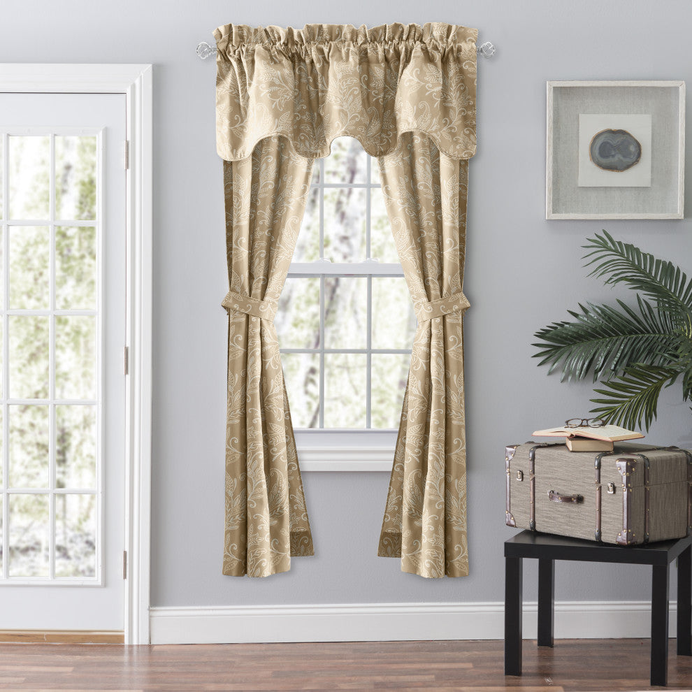 Lexington Leaf Tailored Panel Pair, Tan, 56" X 84"