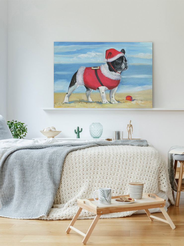 "Santa at the Beach" Painting Print on Wrapped Canvas, 24x16
