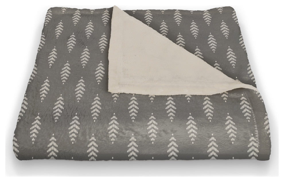 Indigo Leaf Gray 50x60 Throw Blanket