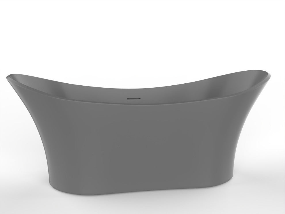CastelloUSA Ocean Solid Surface Freestanding Tub, Gray