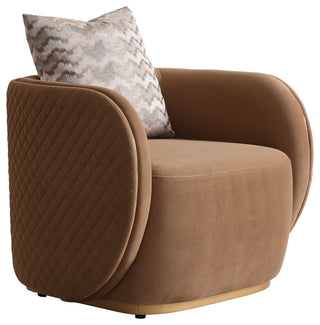 Ariana Velvet Accent Chair, Caramel/Gold