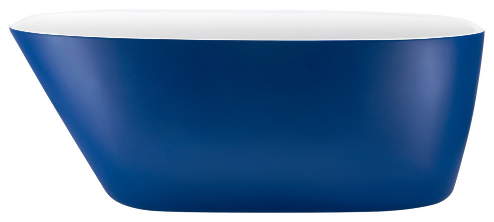 59" Acrylic Freestanding Single Slipper Soaking Bathtub, Blue