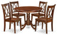 Hlcl5-Mah-W 5Pc Round 42"Table And 4 Double X Back Chairs