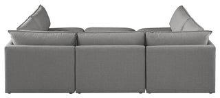 Mackenzie Linen Textured Fabric 6-Piece Modular U-Shaped Sectional, Grey