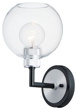 Maxim 21611 Vessel 12" Tall Wall Sconce - Black / Brushed Aluminum / Clear