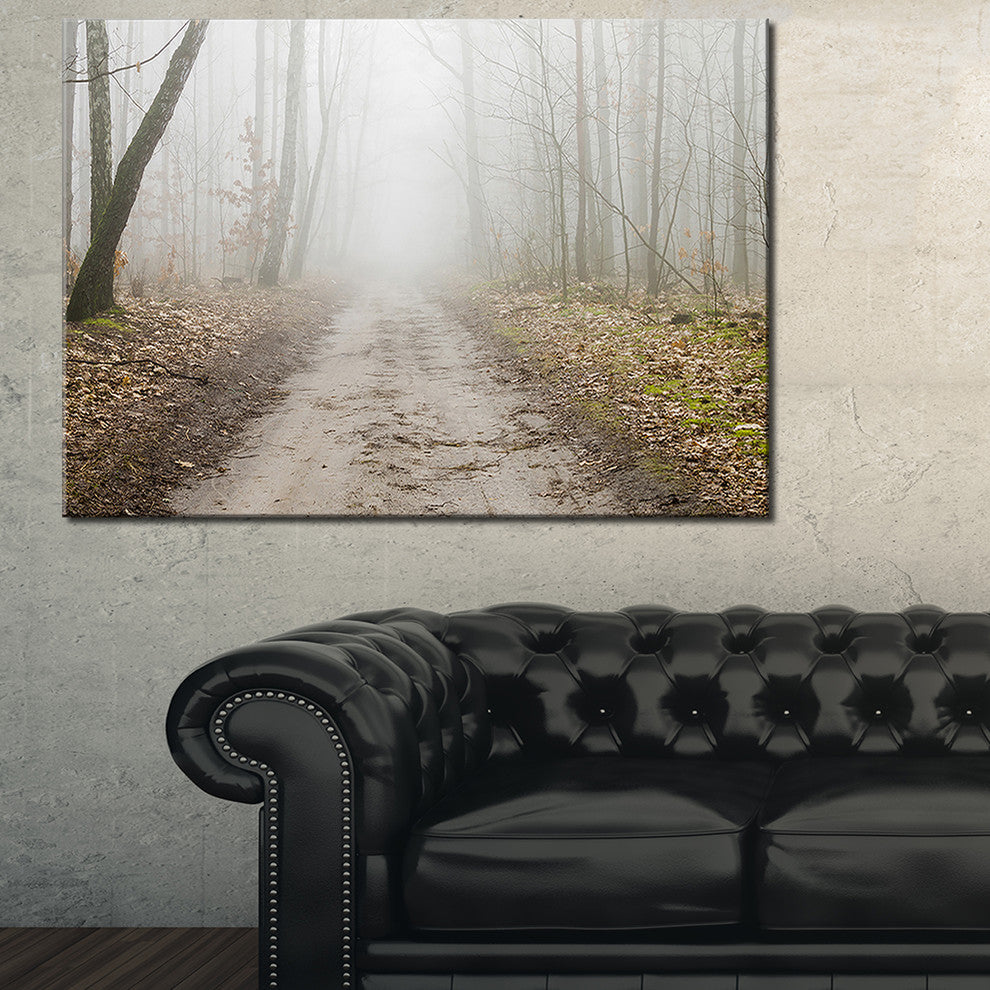 "Straight Forest Road in Fall" Canvas Print, 40"x30"