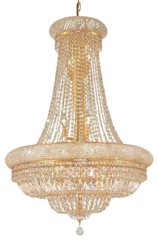 Elegant Primo Dining Room Light, Gold Finish With Royal Cut Crystal