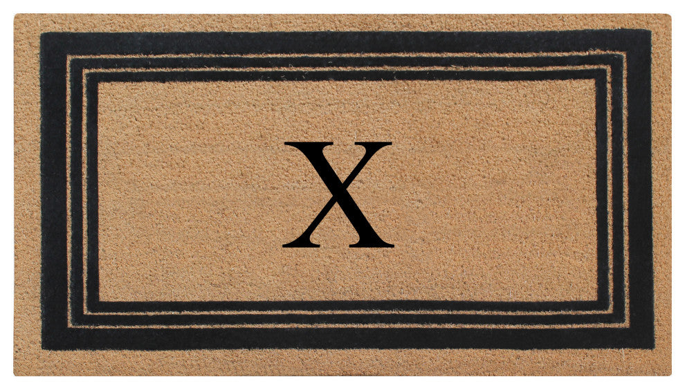 A1HC Natural Coir Monogrammed Entrance Flock Outdoor Durable Doormat 24" X 39",