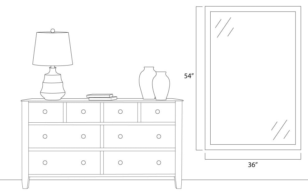 Woodford Framed Wall Mirror, Black, 36" X 54"