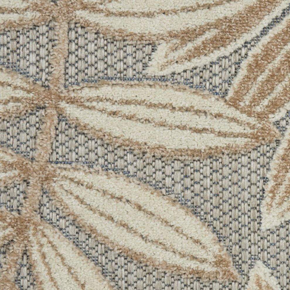 Nourison Aloha 4' x Round Natural Tropical Area Rug