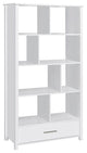 Pemberly Row 1-Drawer Contemporary Wood Bookcase with Open Back in White