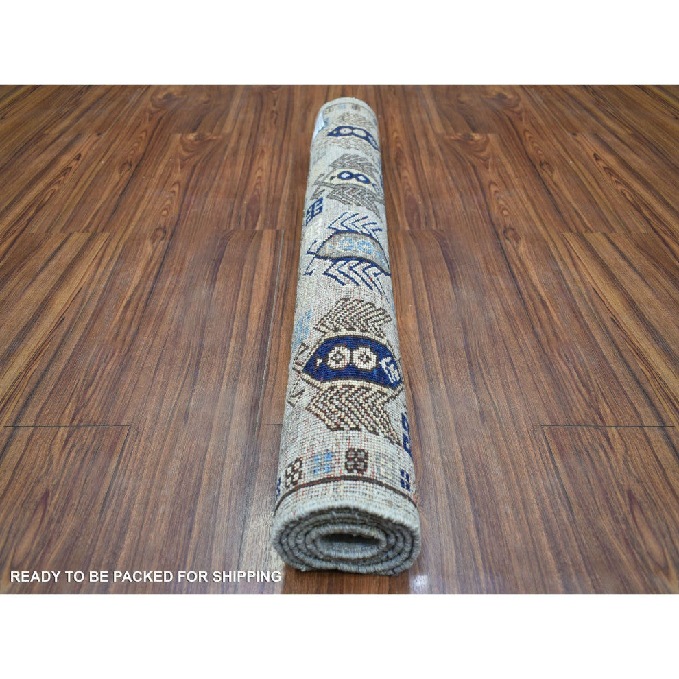 Honey Brown, Hand Knotted, Silk With Textured Wool, XL Runner Rug, 2'7" x 22'0"
