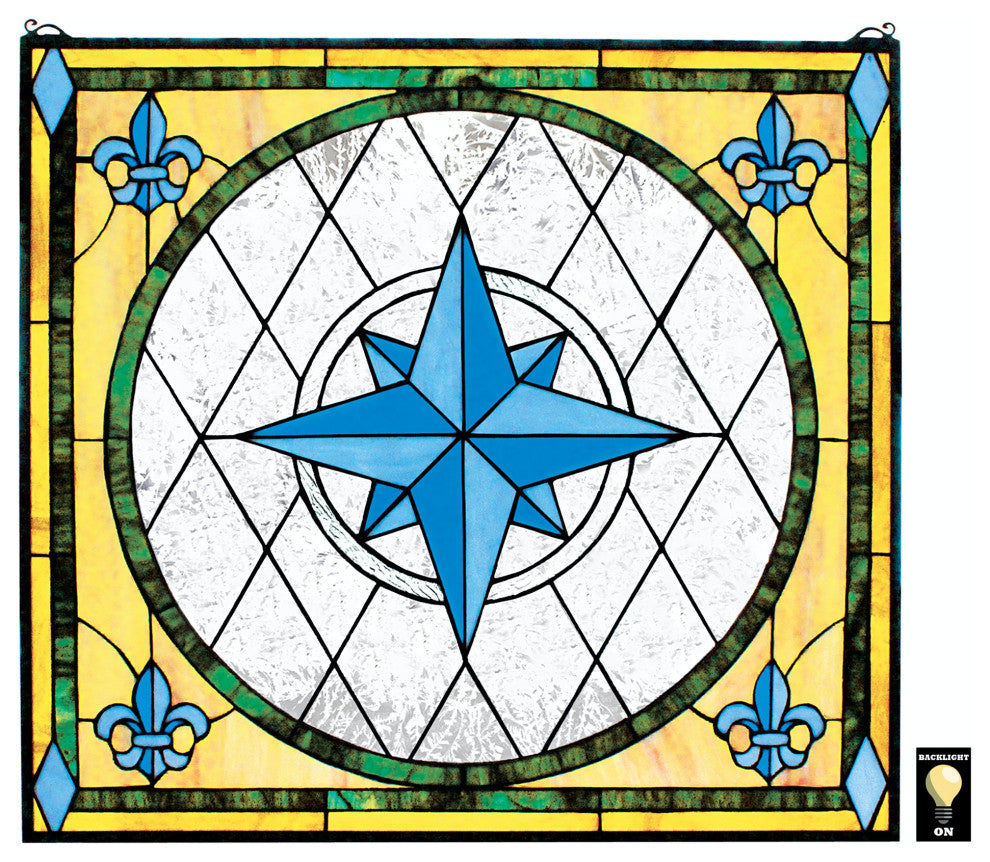 Compass Rose Stained Glass Window