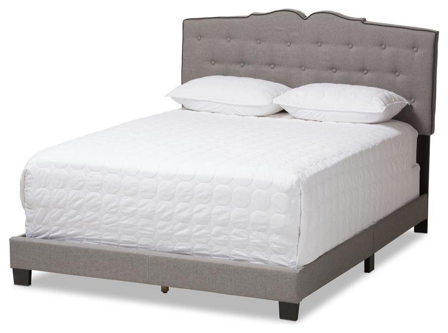 Vivienne Modern and Contemporary Light Gray Upholstered Queen Size Bed