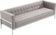 Andre Contemporary Sofa, Gray Tweed and Stainless Steel