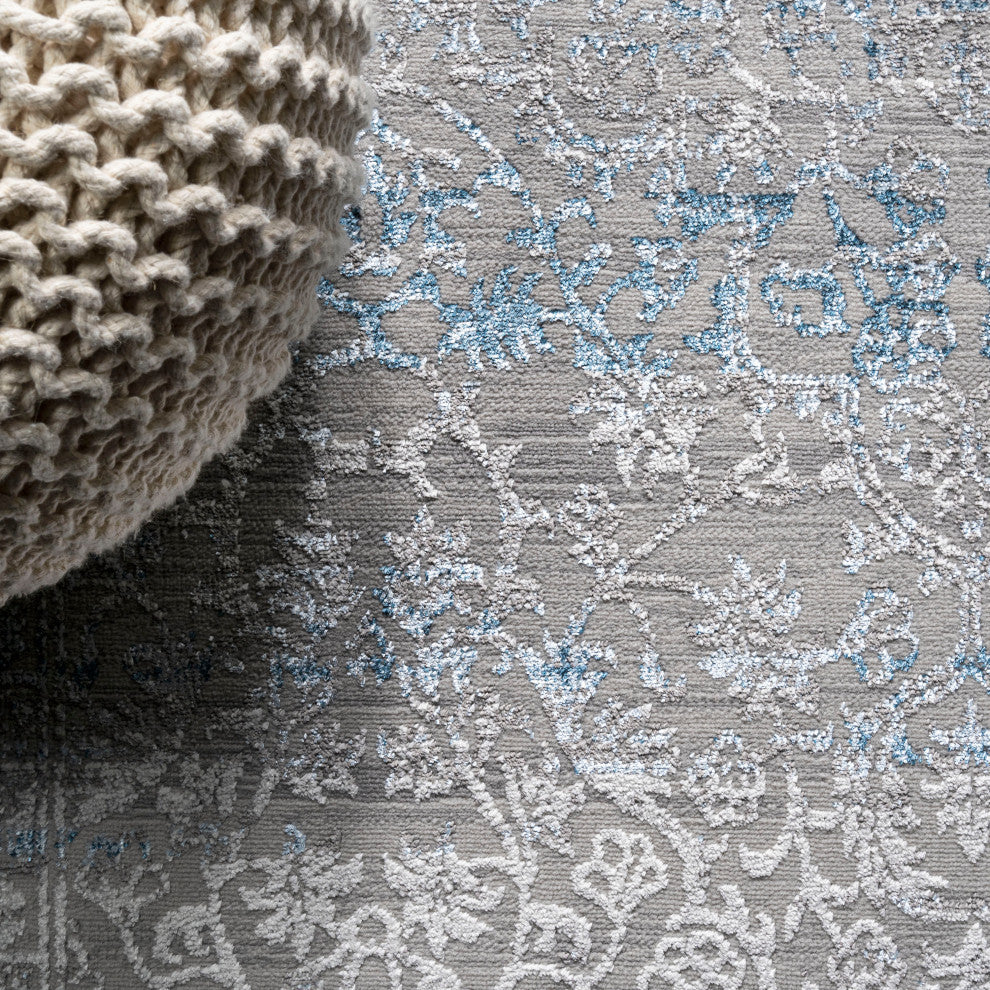 Tidal Modern Strie' Area Rug, Gray/Blue, 4 X 6