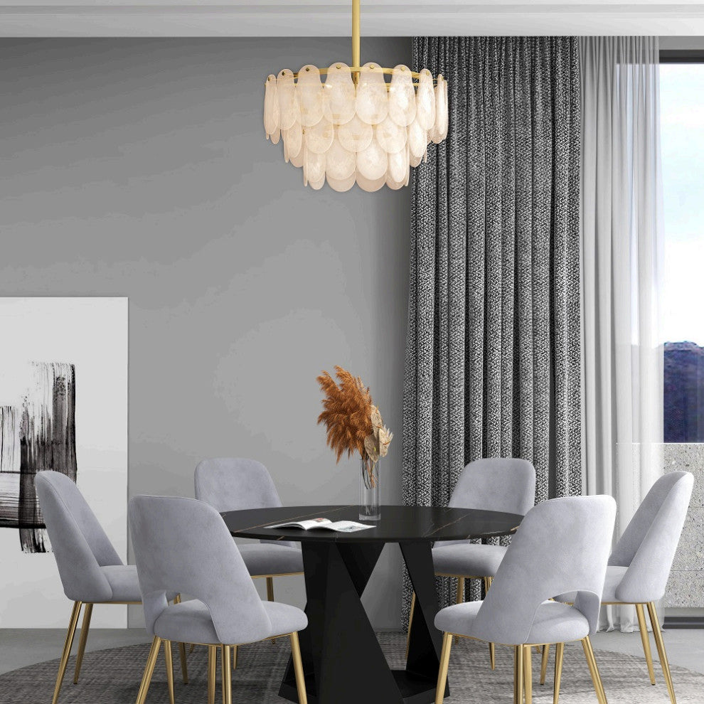 Cloude Modern 3 Tiered Cloud Glass Chandelier Adjustable Hanging Rod, 8-Light