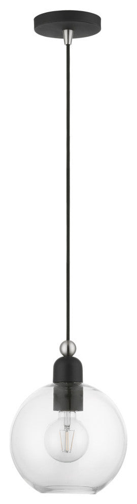 Downtown 1 Light Black With Brushed Nickel Accents Sphere Pendant