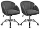 Set of 2 Office Chair, Silver Base With Channel Stitched Velvet Seat, Dark Gray