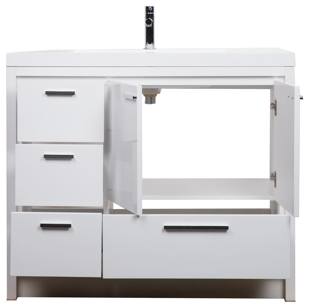 ConceptBaths Enna 42" Modern Bath Vanity, Gloss White