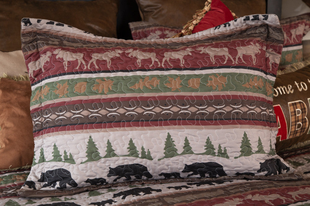 Cabin and Lodge Stripe Rustic Quilt Set, King