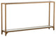 Dillon Narrow Metal Console, Gold With White Glass