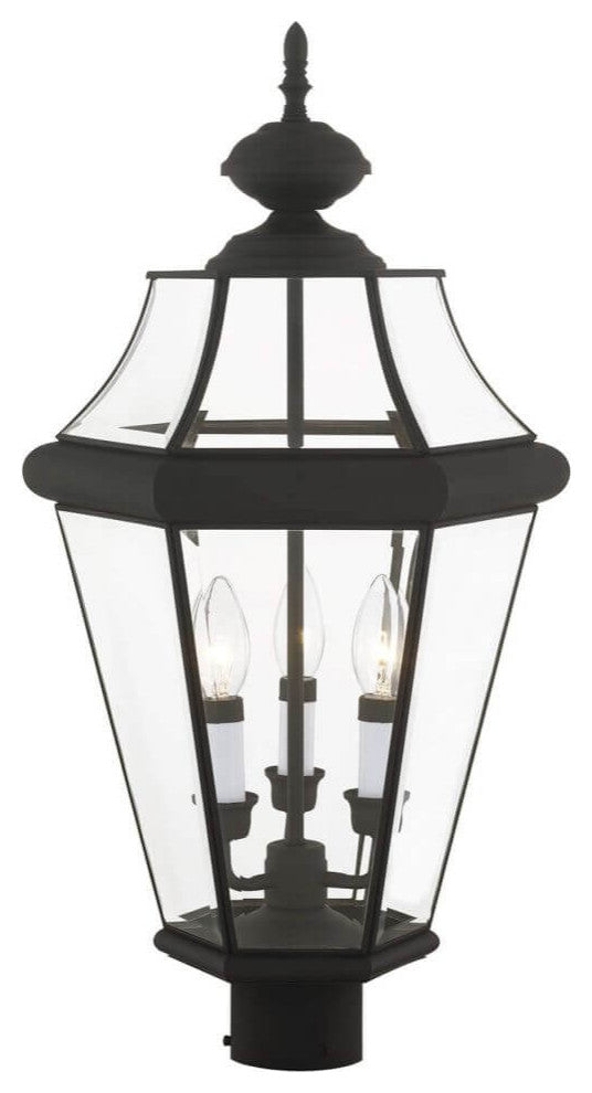 Livex Georgetown 3 Light 23" Tall Outdoor Post Lantern, Black