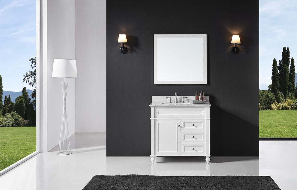 36" Single Bathroom Vanity Base, White