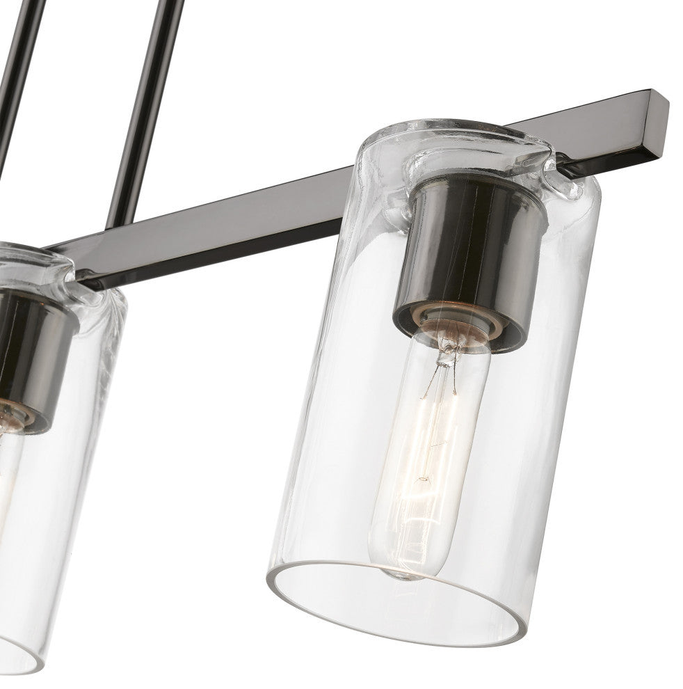 Clarion 3 Light Black Chrome Linear Chandelier