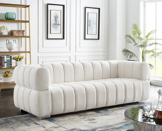 Gwen Velvet Upholstered Chair, Cream, Sofa