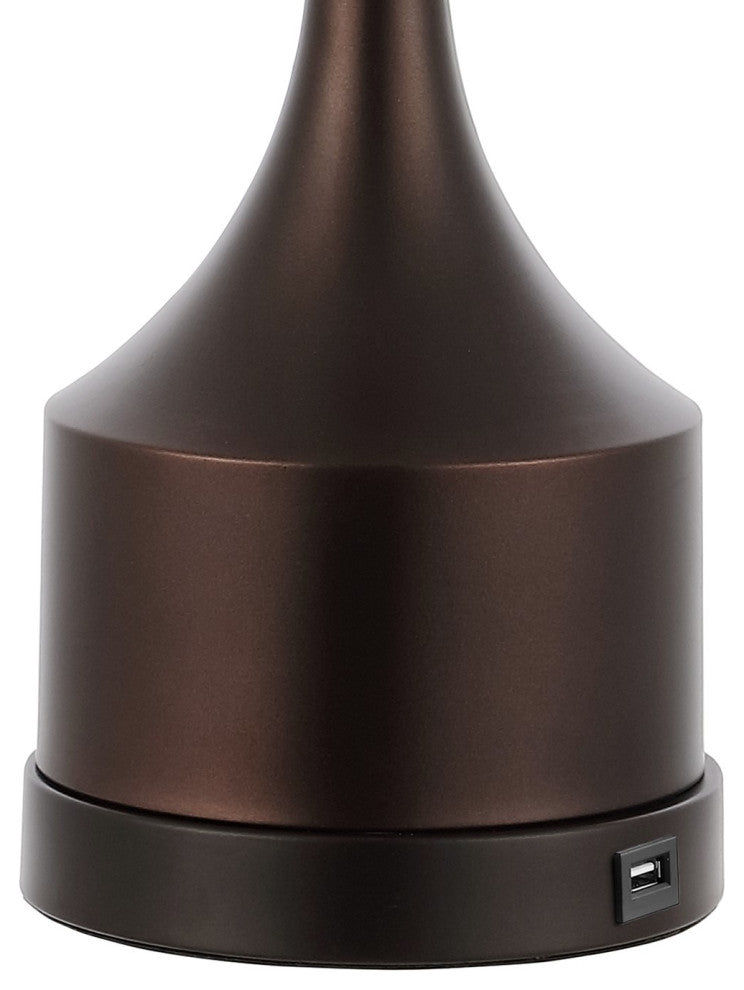 Cooper 26" French Country Iron Table Lamp, USB Charging, Set of 2, Black