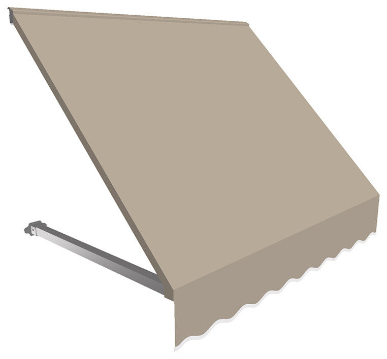 Awntech 4'' Dallas Retro Acrylic Fabric Fixed Awning, Linen