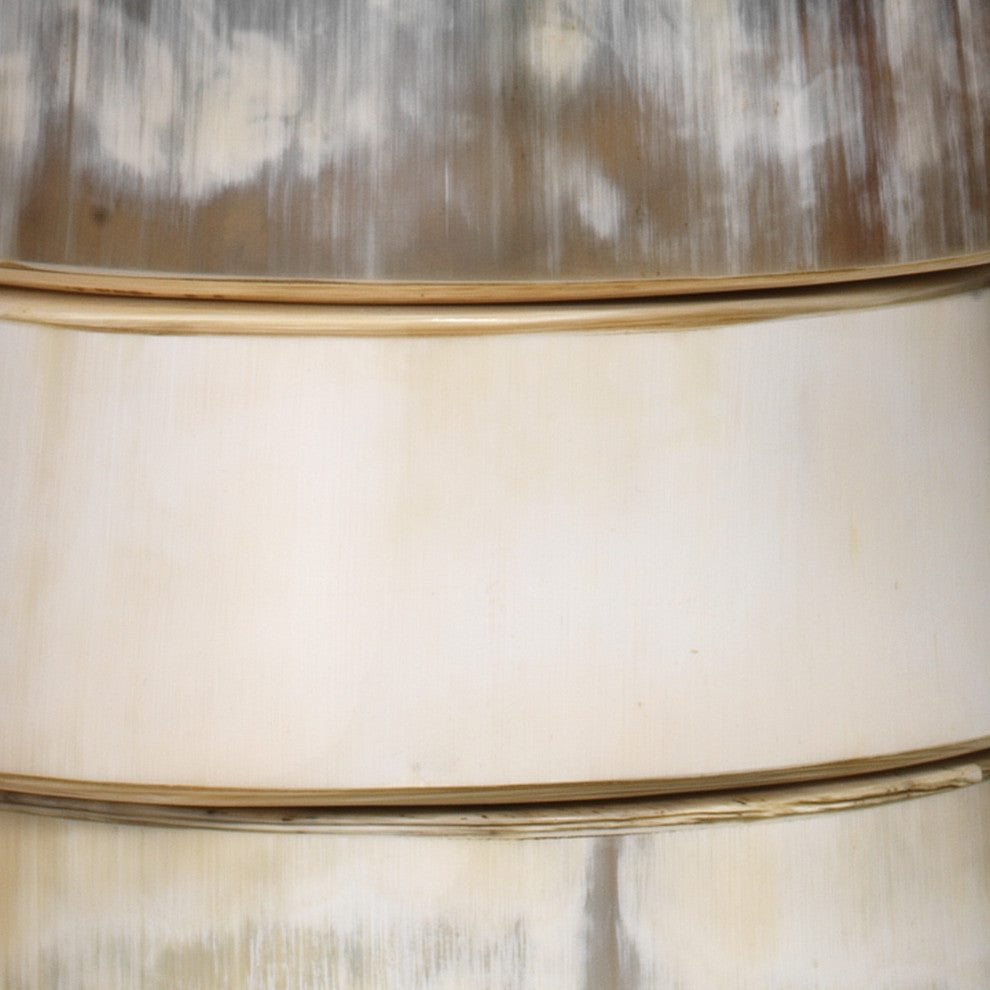 Stacked Horn Table Lamp, Horn With Medium Drum Shade, Elephant Hemp