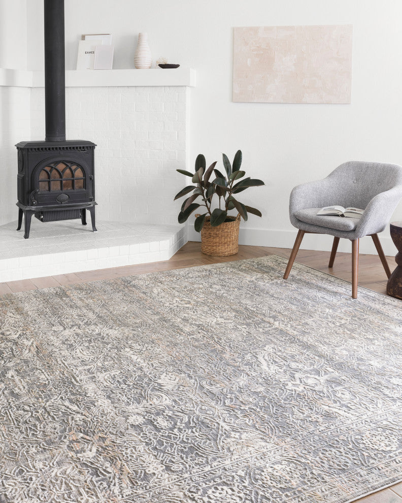 High Low Pile Lucia LUC-03 Area Rug by Loloi II, Steel/Ivory, 2'x3'